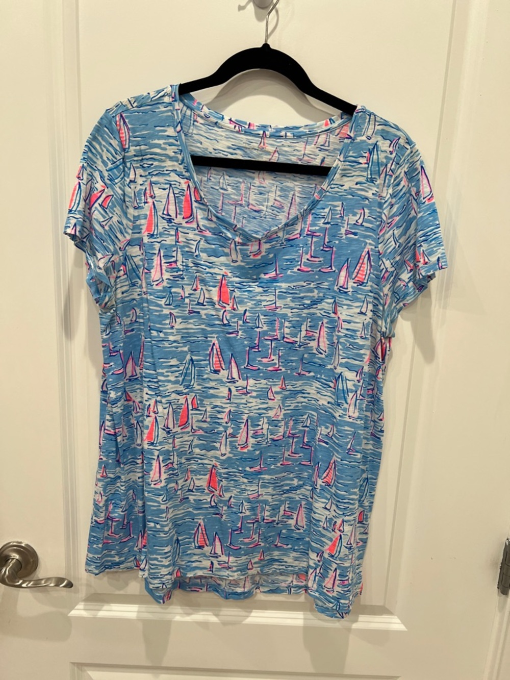 Lilly Pulitzer Blue Sailboat Print Short Sleeve Tee